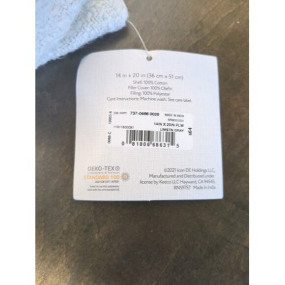 Fieldcrest Decorative Pillow 100% Cotton Blue And White Diamond Pattern 14"X20" - Picture 6 of 8